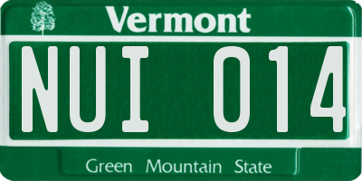 VT license plate NUI014