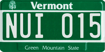 VT license plate NUI015