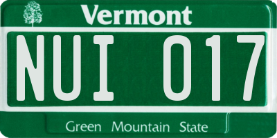 VT license plate NUI017