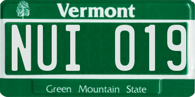 VT license plate NUI019
