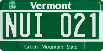 VT license plate NUI021
