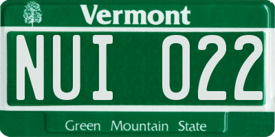 VT license plate NUI022