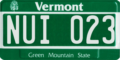 VT license plate NUI023