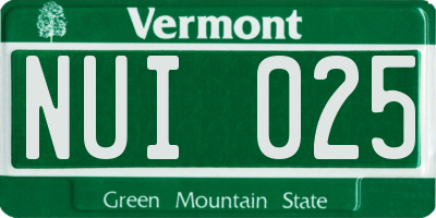VT license plate NUI025