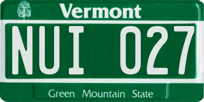 VT license plate NUI027