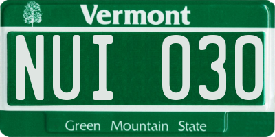 VT license plate NUI030