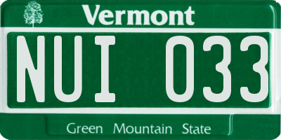 VT license plate NUI033
