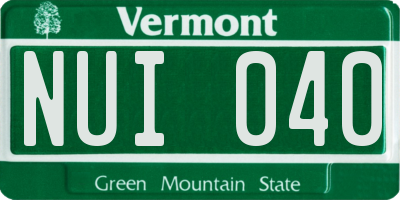 VT license plate NUI040