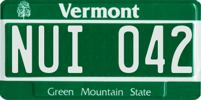 VT license plate NUI042
