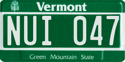 VT license plate NUI047