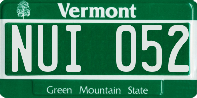 VT license plate NUI052
