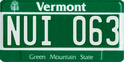 VT license plate NUI063