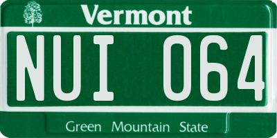 VT license plate NUI064