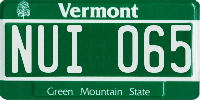 VT license plate NUI065
