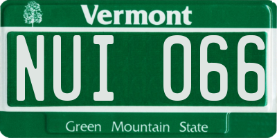 VT license plate NUI066