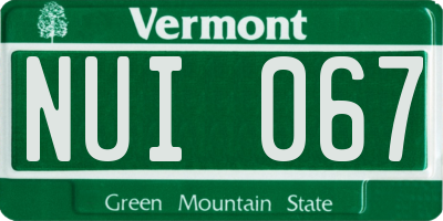 VT license plate NUI067