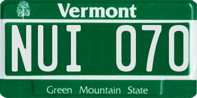 VT license plate NUI070