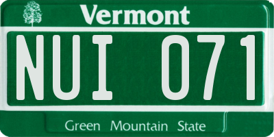 VT license plate NUI071