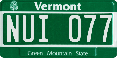 VT license plate NUI077