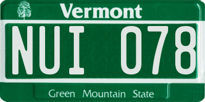 VT license plate NUI078