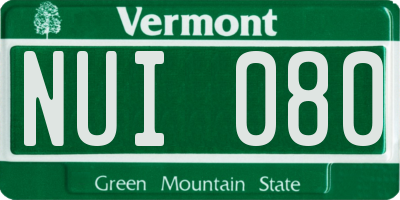 VT license plate NUI080