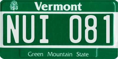 VT license plate NUI081