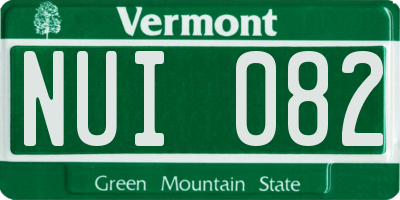 VT license plate NUI082
