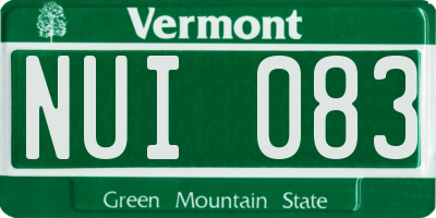 VT license plate NUI083