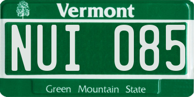 VT license plate NUI085