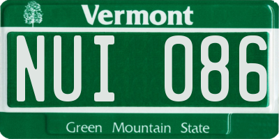 VT license plate NUI086