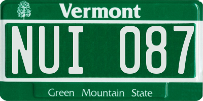 VT license plate NUI087