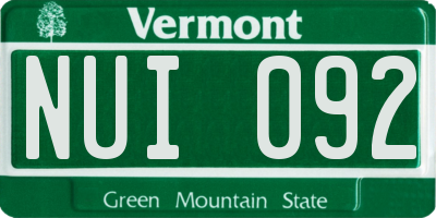VT license plate NUI092