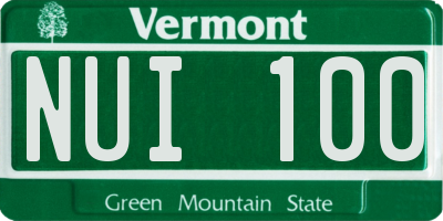 VT license plate NUI100
