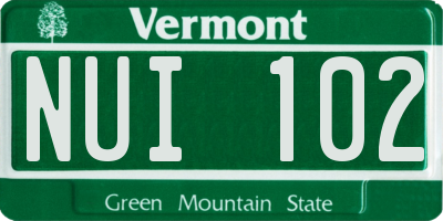 VT license plate NUI102