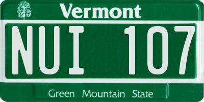 VT license plate NUI107
