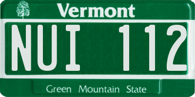 VT license plate NUI112