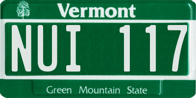VT license plate NUI117