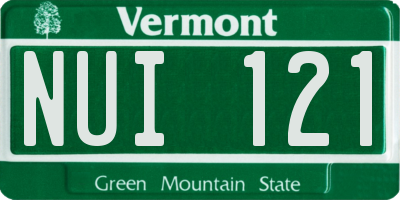 VT license plate NUI121