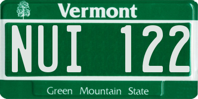 VT license plate NUI122