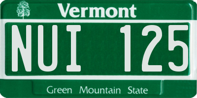 VT license plate NUI125