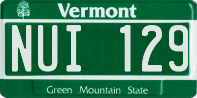 VT license plate NUI129
