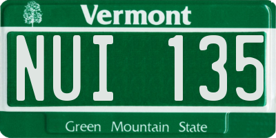 VT license plate NUI135