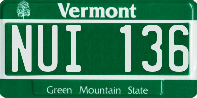 VT license plate NUI136