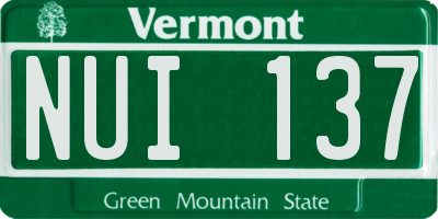 VT license plate NUI137