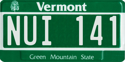 VT license plate NUI141