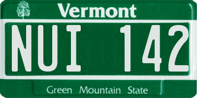 VT license plate NUI142