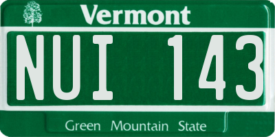 VT license plate NUI143