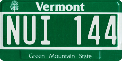 VT license plate NUI144