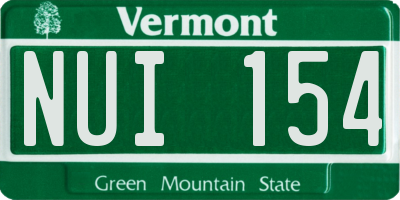 VT license plate NUI154