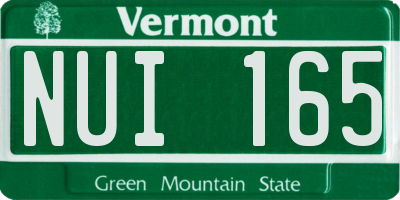 VT license plate NUI165